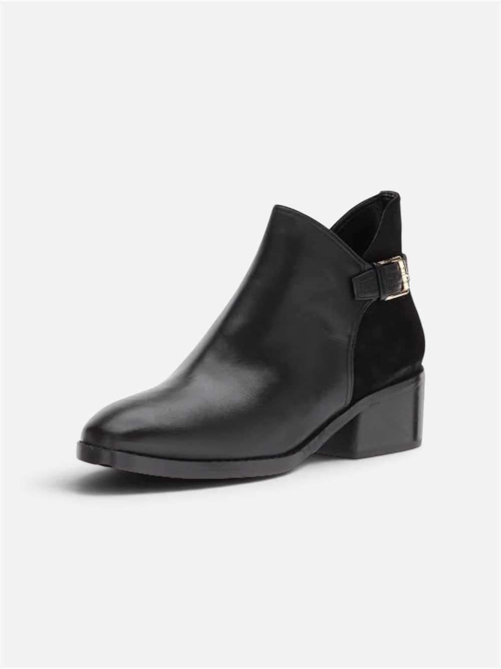 Cole Haan Althea Black Leather & Suede Ankle Boot with Buckle size 8